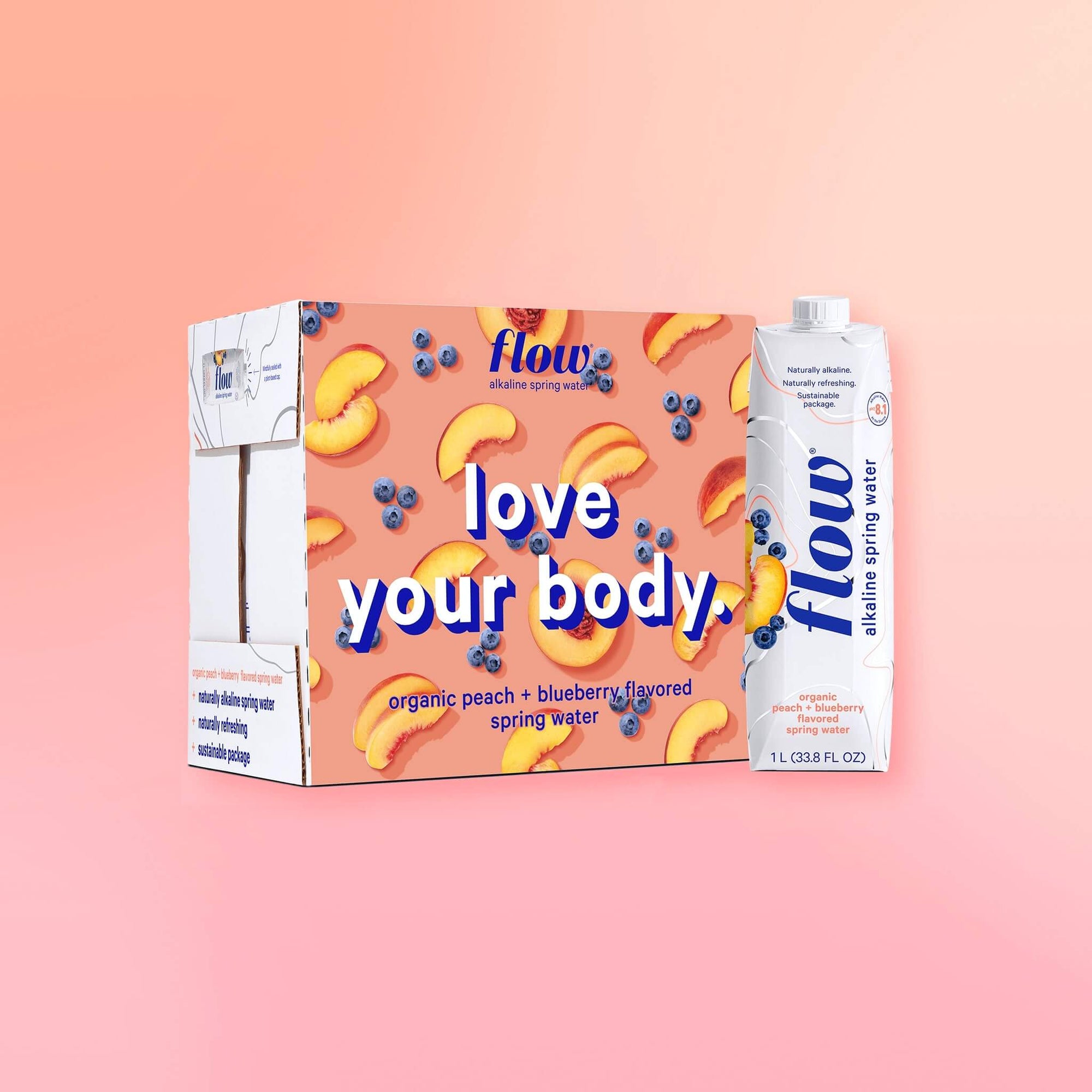 12 pack of 1L - Peach + Blueberry