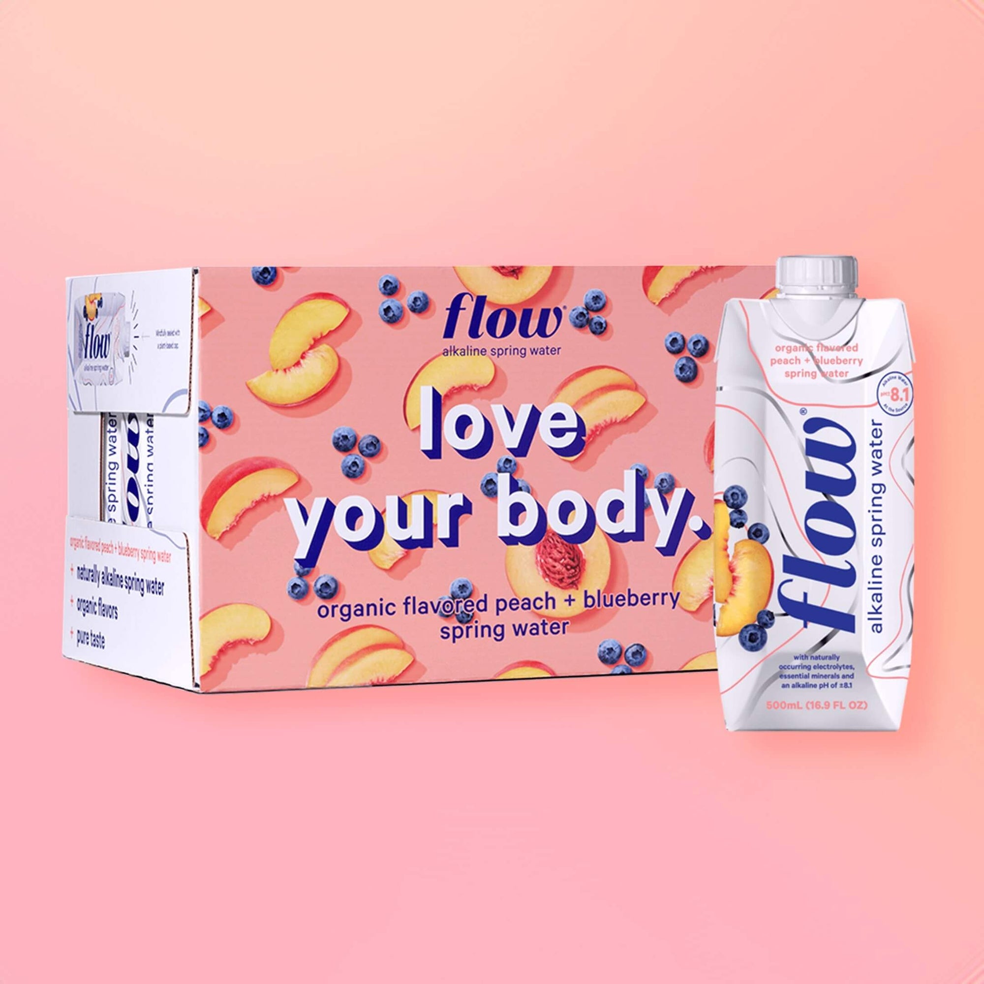 12 pack of 500ml - Peach + Blueberry